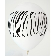 White Zebra Design Printed Balloons